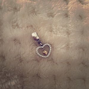 Pandora Two Toned 14k gold CZ Heart Dangle Charm